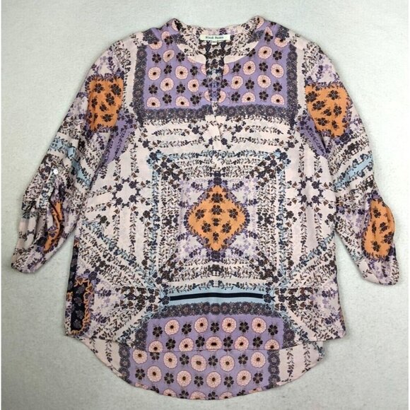 BLACK RAINN - WOMEN'S PINK FLORAL PRINT TUNIC TOP - SIZE L - Picture 1 of 7